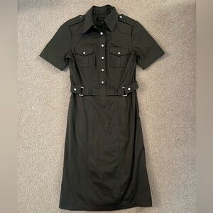 Tahari olive green military dress